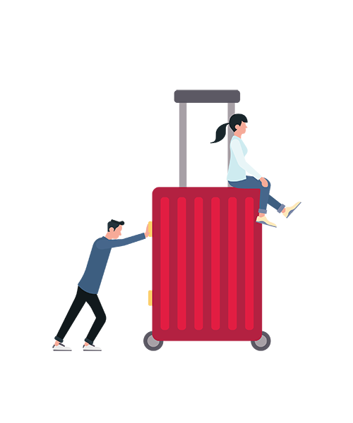 Ferfi és nő bőrönddel, hasznos utazási tanácsok az utasbiztosításon túl