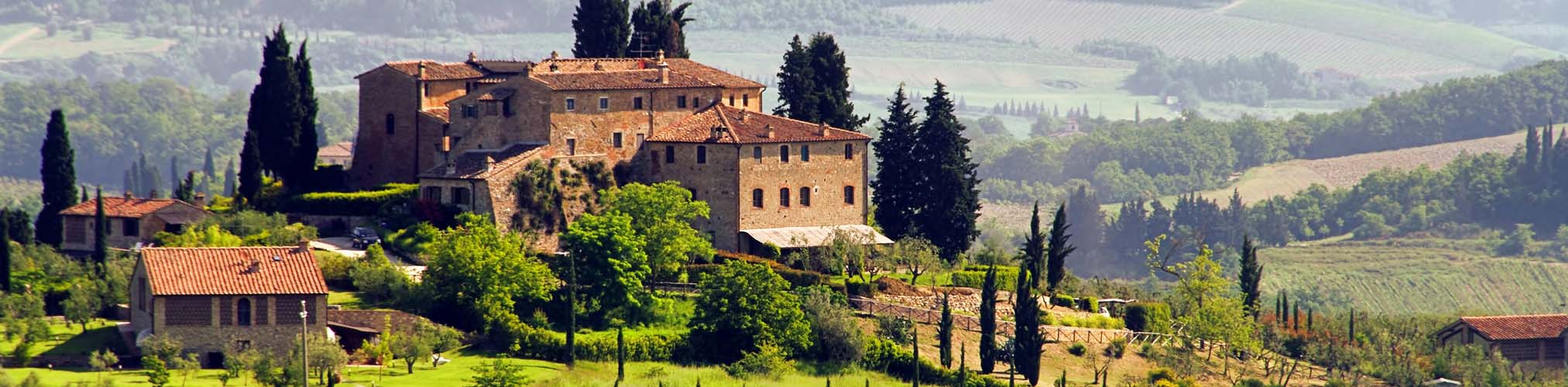 Ház egy szőlőültetvényen Toszkánában, Olaszországban